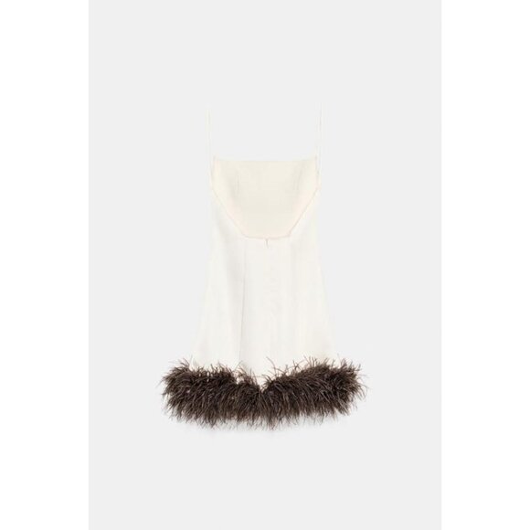 ZARA FEATHER SATIN EFFECT DRESS - Picture 7 of 8
